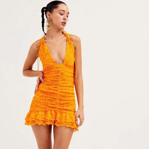 For Love And Lemons Orange Mini Dress